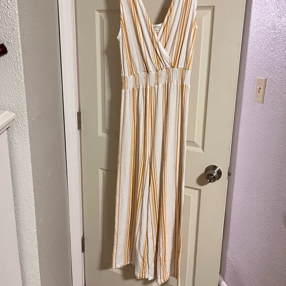 Yellow and white jumpsuit